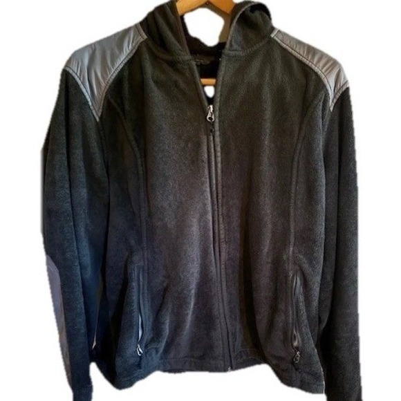 VI-TREK Jackets & Blazers - Full Zip Fleece Hoodie Charcoal Grey Mixed Media Technical Jacket Womens XL